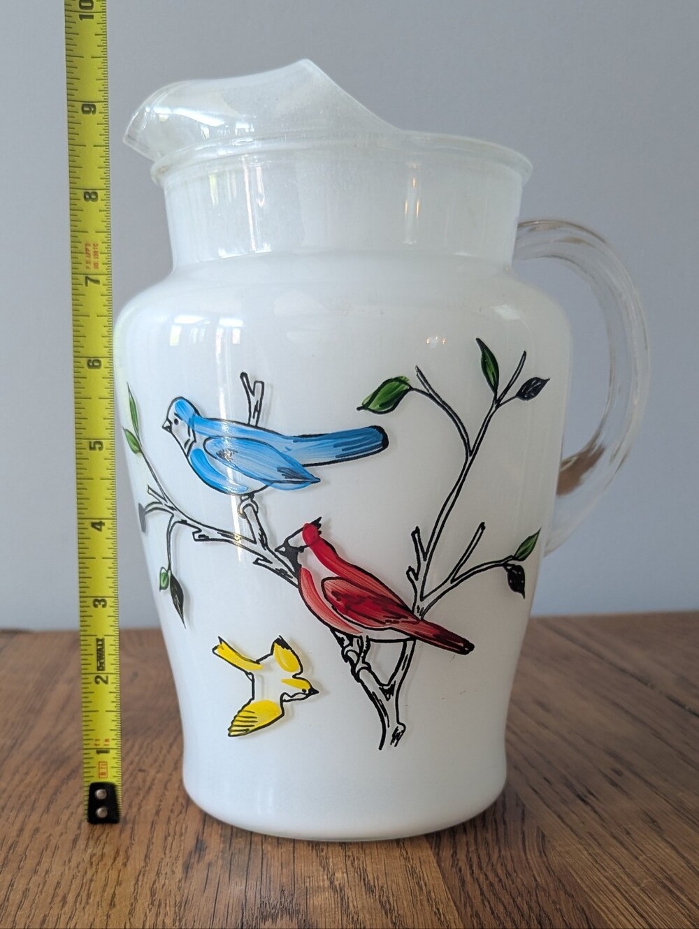 Vintage 1950s Bartlett Collins Birds Frosted Glass Pitcher - Feathered Friends - Picture 14 of 17